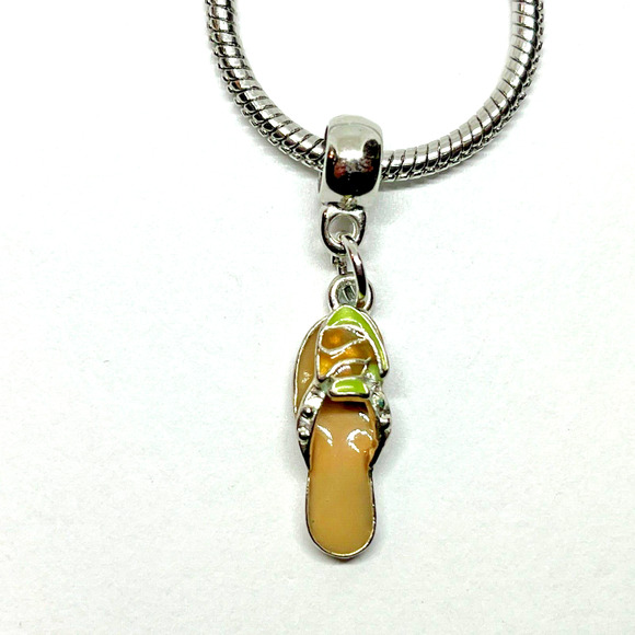 Jewelry - Tropical Fish Flip Flop Sandal Vintage Dangle Charm European Bracelet fit Beach